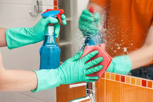 House cleaning essentials in a bright modern home