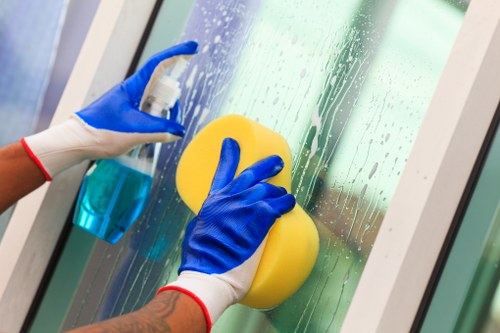 Signs of grease buildup on an oven door