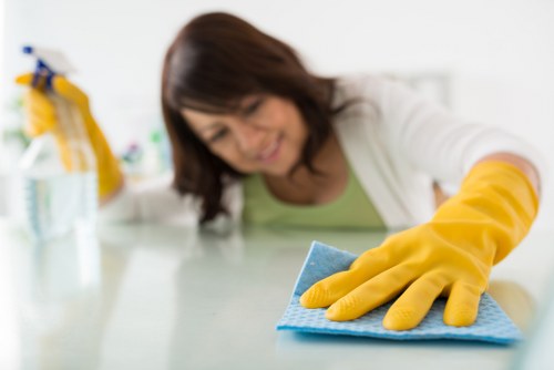 Carpet cleaning preparation in a modern room